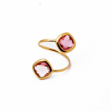 ANILLO ZO14492R DORADO+FUXIA Acero Inoxidable