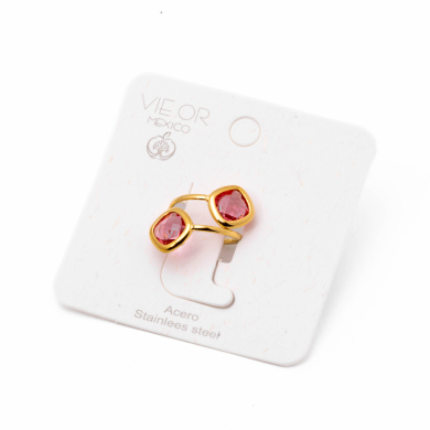 ANILLO ZO14492R DORADO+FUXIA Acero Inoxidable