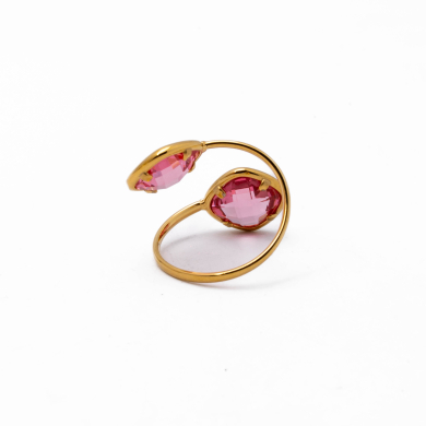 ANILLO ZO14492R DORADO+FUXIA Acero Inoxidable