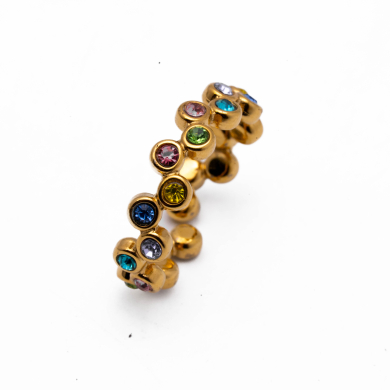 ANILLO ZO13514R DORADO+MULTICOLOR Acero Inoxidable