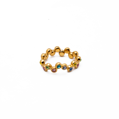 ANILLO ZO13514R DORADO+MULTICOLOR Acero Inoxidable