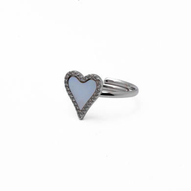 ANILLO ZO11867R PLATEADO+BLANCO Acero Inoxidable