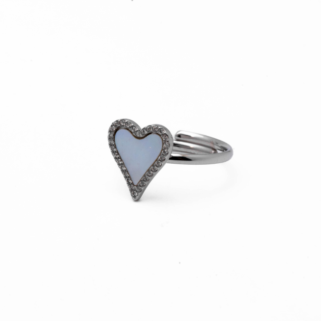 ANILLO ZO11867R PLATEADO+BLANCO Acero Inoxidable A24 A24