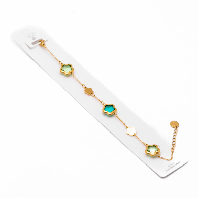 PULSERA ZO14518B/10MM DORADO+VERDE Acero Inoxidable