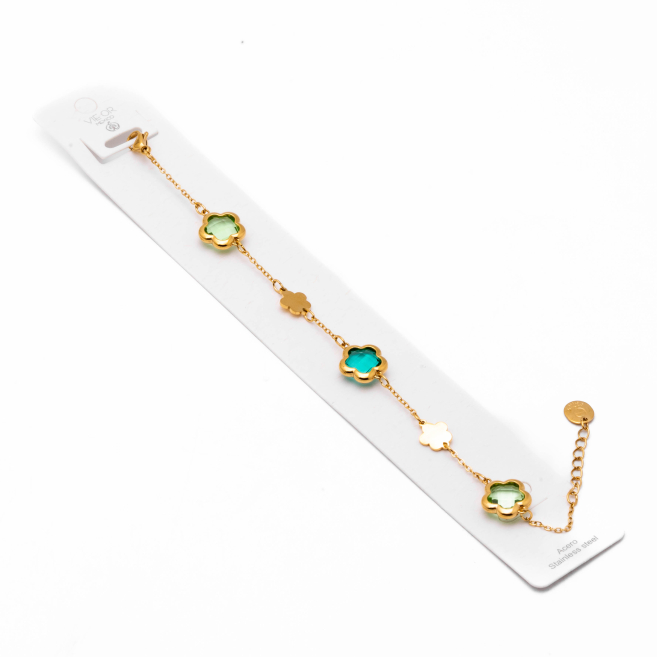 PULSERA ZO14518B/10MM DORADO+VERDE Acero Inoxidable 2C49