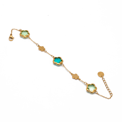 PULSERA ZO14518B/10MM DORADO+VERDE Acero Inoxidable
