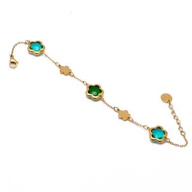 PULSERA ZO14518B/10MM DORADO+VERDE Acero Inoxidable