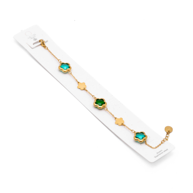 PULSERA ZO14518B/10MM DORADO+VERDE Acero Inoxidable