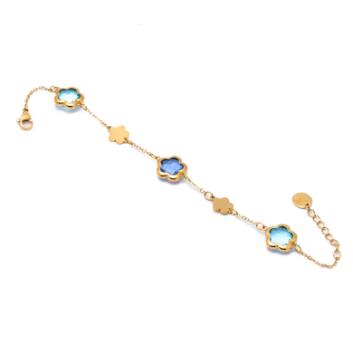PULSERA ZO14518B/10MM DORADO+AZULON Acero Inoxidable