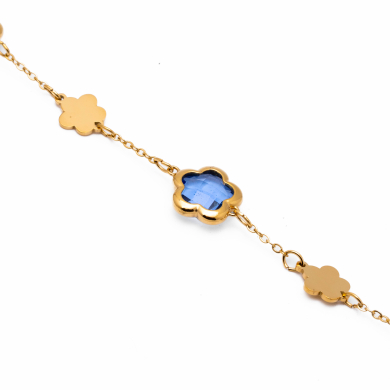 PULSERA ZO14518B/10MM DORADO+AZULON Acero Inoxidable