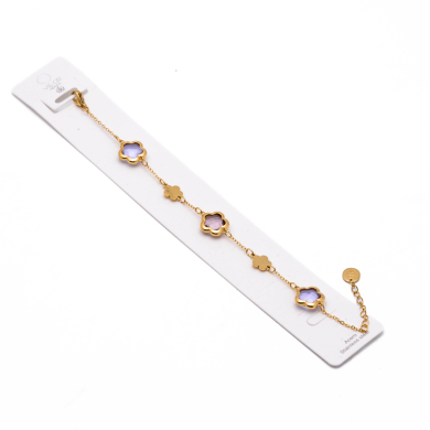 PULSERA ZO14518B/10MM DORADO+LILA Acero Inoxidable