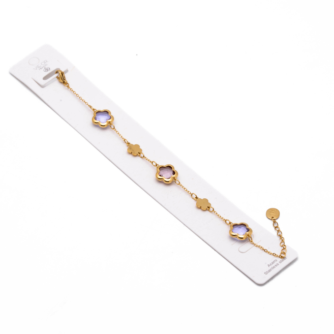 PULSERA ZO14518B/10MM DORADO+LILA Acero Inoxidable 2C49