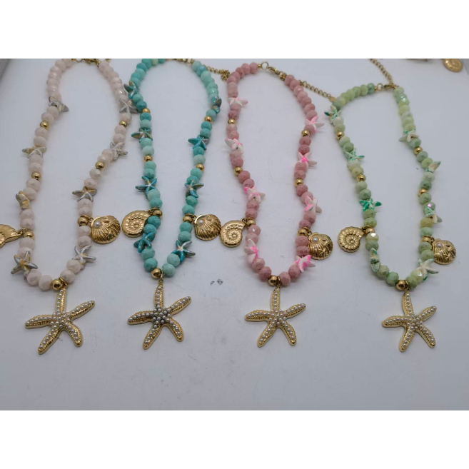 Collar Y00908 Beig Acero Inoxidable