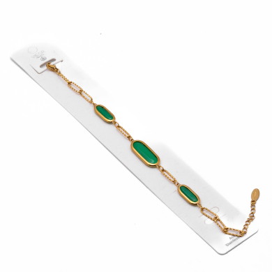 PULSERA ZO13502B DORADO+VERDE Acero Inoxidable