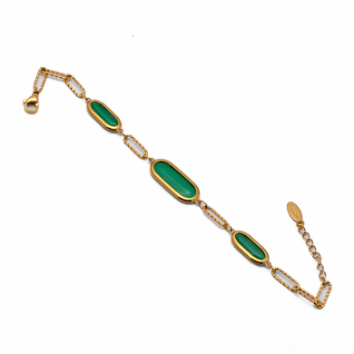 PULSERA ZO13502B DORADO+VERDE Acero Inoxidable