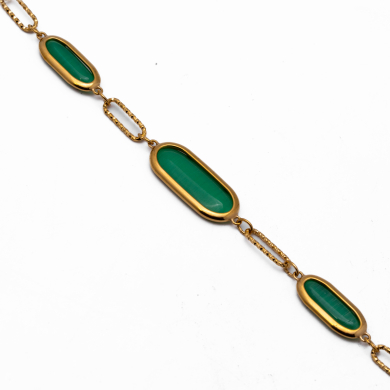 PULSERA ZO13502B DORADO+VERDE Acero Inoxidable