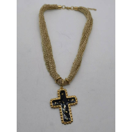 Collar Y01026 Dorado+negro Acero Inoxidable