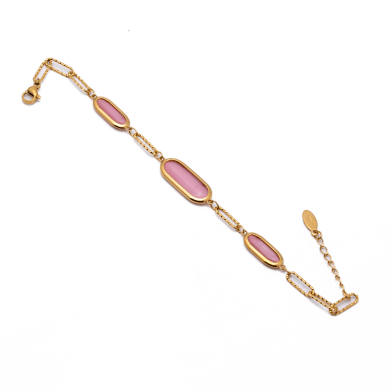PULSERA ZO13502B DORADO+FUXIA Acero Inoxidable