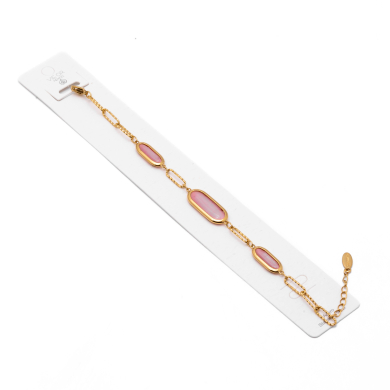 PULSERA ZO13502B DORADO+FUXIA Acero Inoxidable