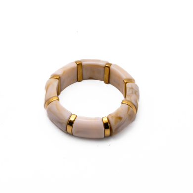 BRAZALETE ZO15861B DORADO+BLANCO Acero Inoxidable
