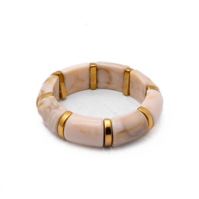 BRAZALETE ZO15861B DORADO+BLANCO Acero Inoxidable