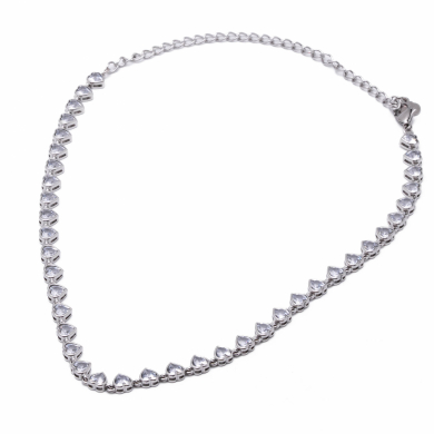 COLLAR ZO10590N PLATEADO+BLANCO Acero Inoxidable