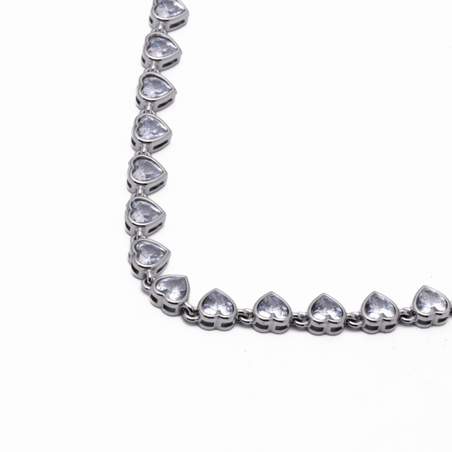 COLLAR ZO10590N PLATEADO+BLANCO Acero Inoxidable E42