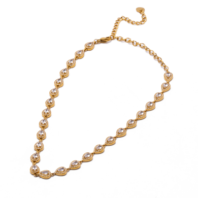 COLLAR ZO13626N DORADO+BLANCO Acero Inoxidable