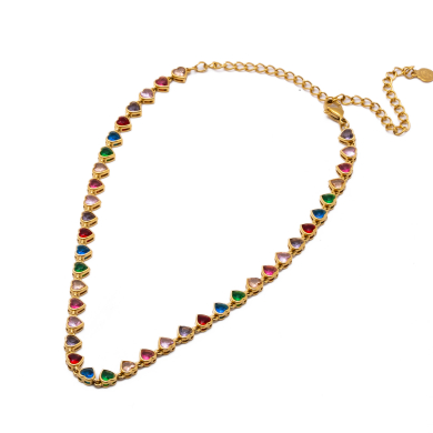 COLLAR ZO10590N DORADO+MULTICOLOR Acero Inoxidable