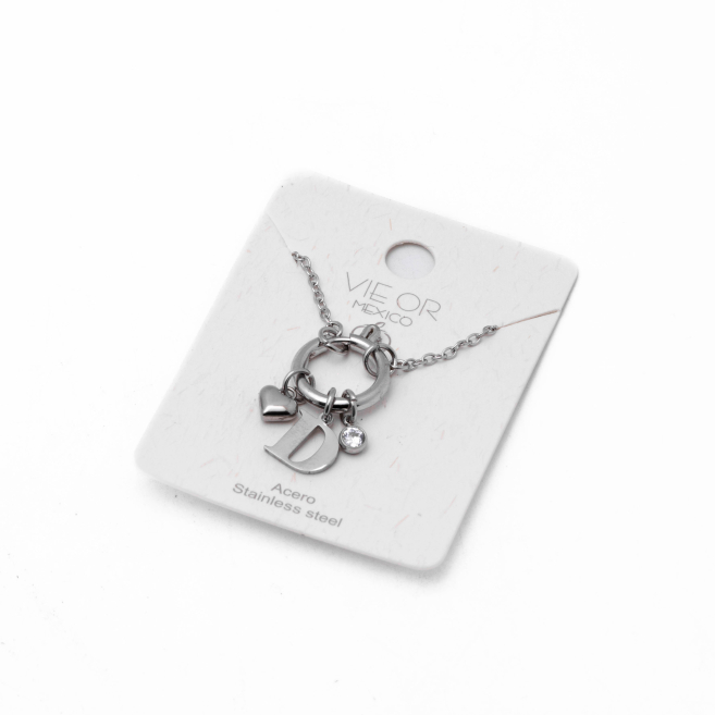 COLLAR COCN INICIAL ZO14056N PLATEADO D Acero Inoxidable E13