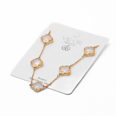 COLLAR ZO13947N DORADO+BLANCO Acero Inoxidable