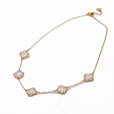 COLLAR ZO13947N DORADO+BLANCO Acero Inoxidable
