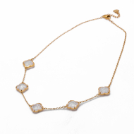 COLLAR ZO13947N DORADO+BLANCO Acero Inoxidable