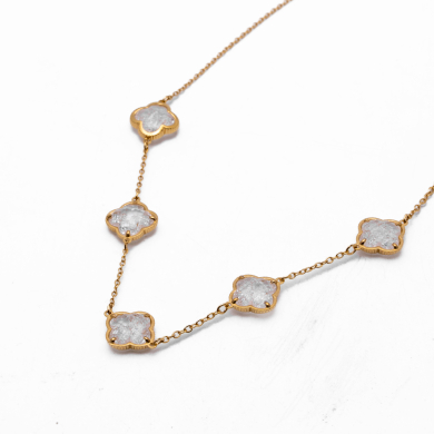 COLLAR ZO13947N DORADO+BLANCO Acero Inoxidable