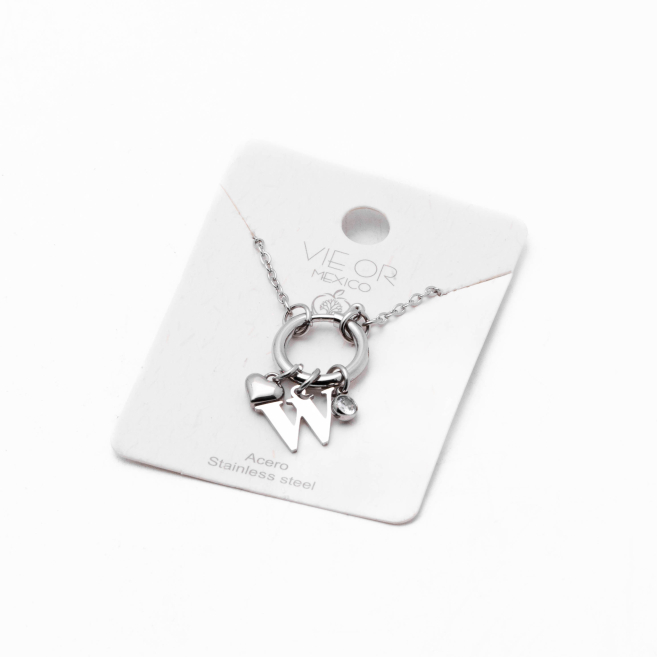 COLLAR COCN INICIAL ZO14056N PLATEADO W Acero Inoxidable E13