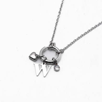 COLLAR COCN INICIAL ZO14056N PLATEADO W Acero Inoxidable