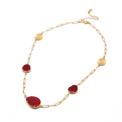 COLLAR ZO13505N DORADO+ROJO Acero Inoxidable