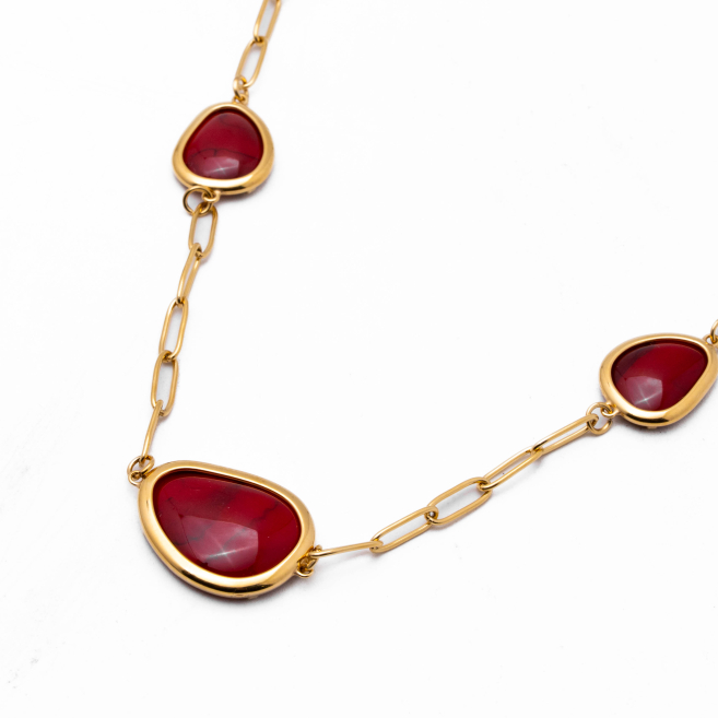 COLLAR ZO13505N DORADO+ROJO Acero Inoxidable E59