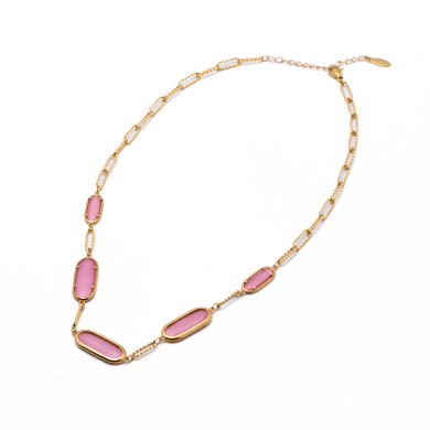 COLLAR ZO13503N DORADO+FUXIA Acero Inoxidable