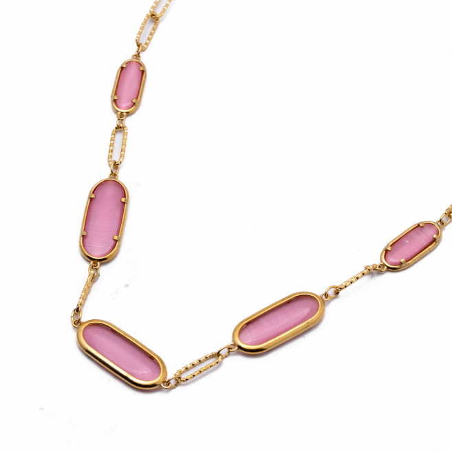 COLLAR ZO13503N DORADO+FUXIA Acero Inoxidable E46