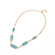 COLLAR ZO13503N DORADO+AZUL Acero Inoxidable