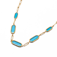 COLLAR ZO13503N DORADO+AZUL Acero Inoxidable