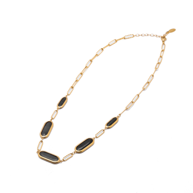 COLLAR ZO13503N DORADO+NEGRO Acero Inoxidable