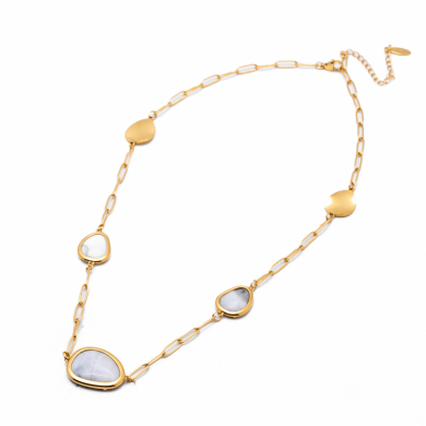 COLLAR ZO13505N DORADO+BLANCO Acero Inoxidable