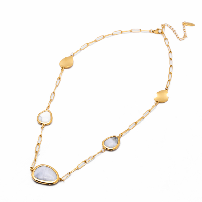 COLLAR ZO13505N DORADO+BLANCO Acero Inoxidable E59