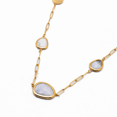COLLAR ZO13505N DORADO+BLANCO Acero Inoxidable E59