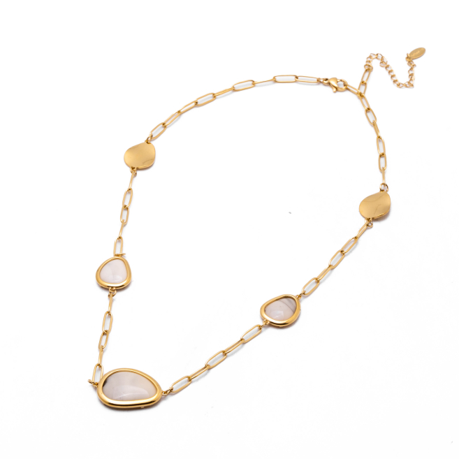 COLLAR ZO13505N DORADO+BEIG Acero Inoxidable