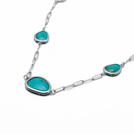 COLLAR ZO13505N PLATEADO+AZUL Acero Inoxidable E59