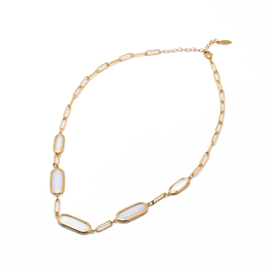 COLLAR ZO13503N DORADO+BLANCO Acero Inoxidable