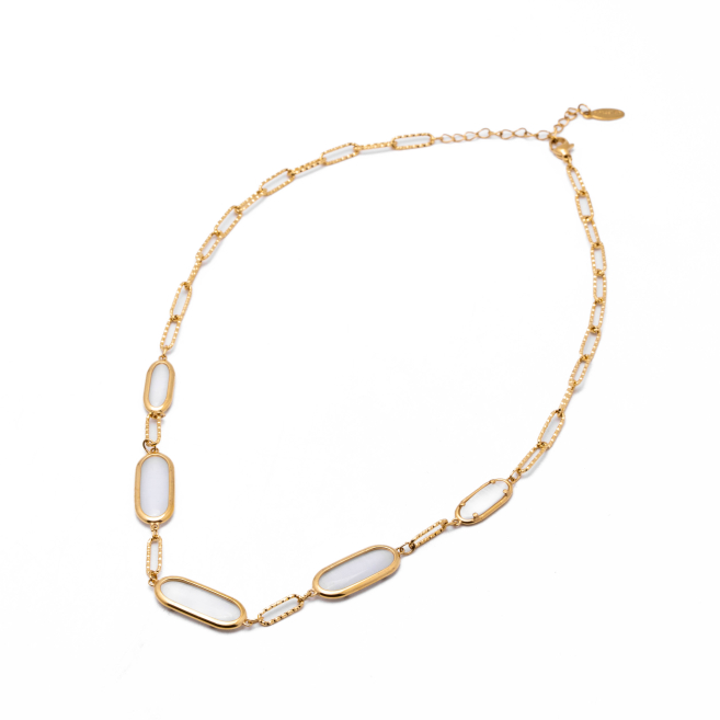 COLLAR ZO13503N DORADO+BLANCO Acero Inoxidable E46